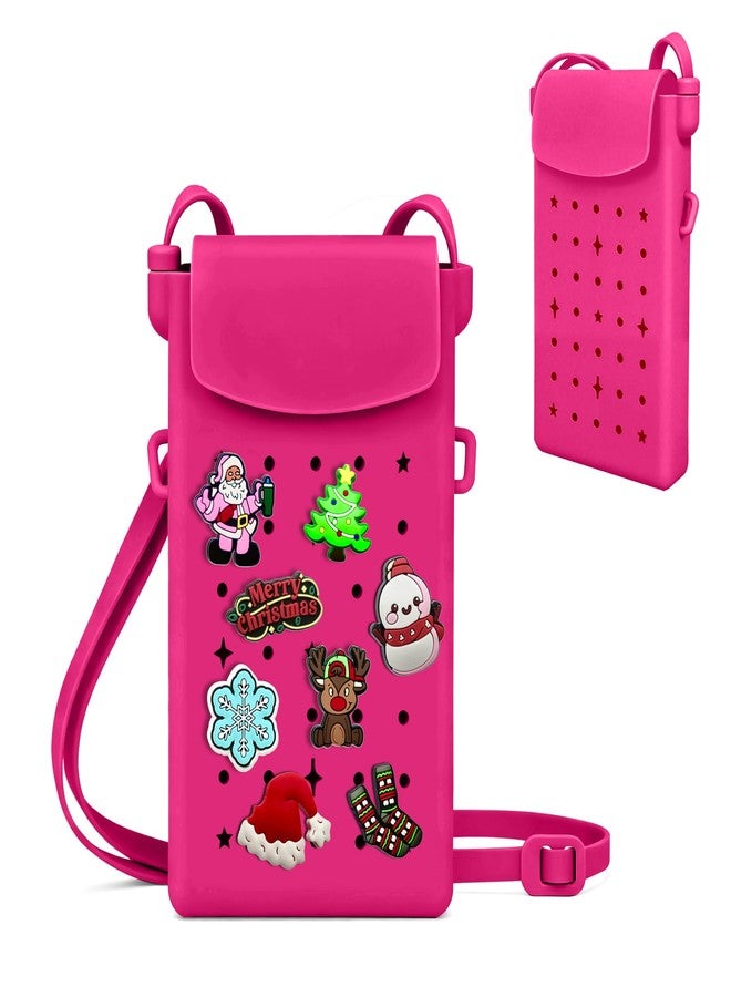 Oudizz Silicone Crossbody Bag for Women and girls, Small Phone Purse with Adjustable Shoulder Strap, Magnetic Closure, with15 Christmas Charms, Stylish Phone Bag for Women's Daily Use, Christmas Stuffers - Image 1